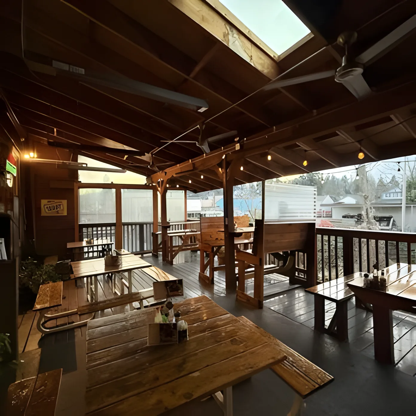 Mac's Place covered creekside deck, Silverton Oregon