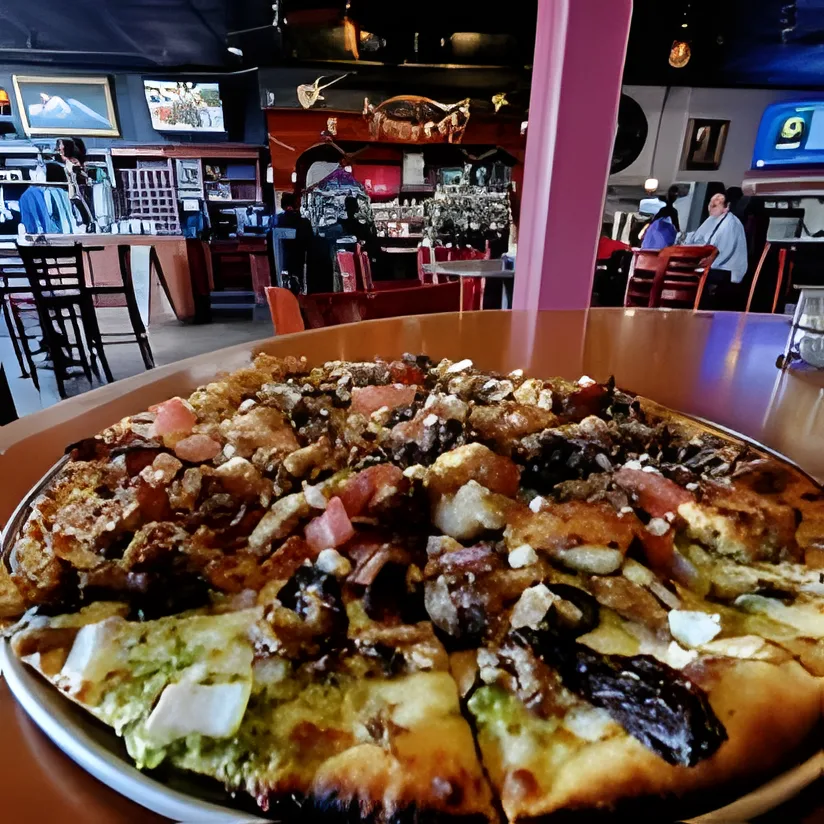 Oven-baked pizza at Mac's Place